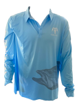Long-sleeved Fishing Shirt Blue Barra, polyester/spandex blend. super lightweight