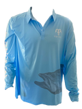 Long-sleeved Fishing Shirt Blue Barra, polyester/spandex blend. super lightweight